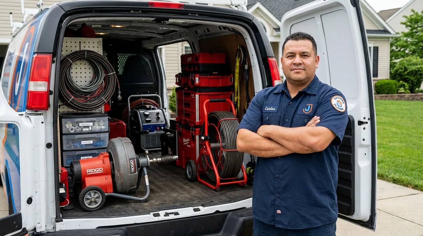 Professional drain cleaning equipment and Johns Plumbing LLC plumber in Edinburgh
