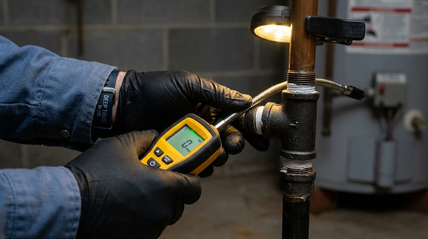 Gas leak detection with electronic sniffer by Johns Plumbing LLC in Edinburgh