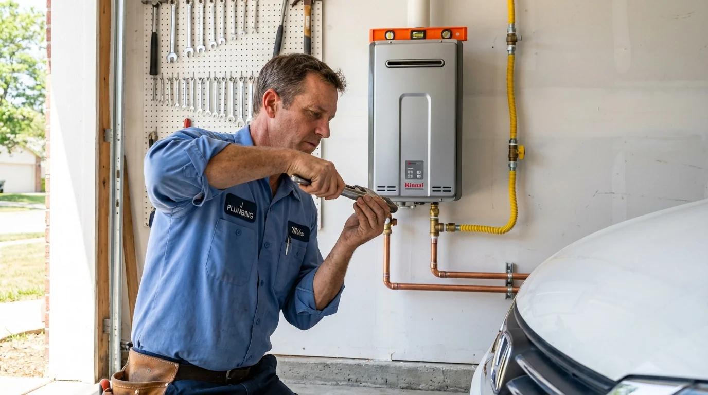 Tankless water heater installation by a Johns Plumbing LLC plumber in Edinburgh
